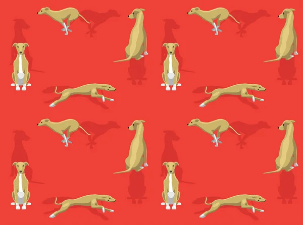 Hund Greyhound Niedliche Cartoon Posen Nahtlose Hintergrundbilder — Stockvektor