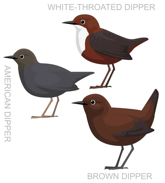 Roztomilý Ptačí Rozparovač Set Karikatura Vektor — Stockový vektor