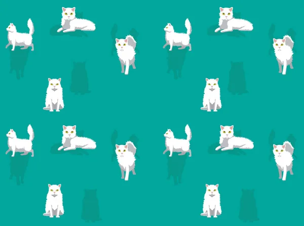 Cat Selkirk Rex Cute Cartoon Posen Nahtlose Hintergrundbilder — Stockvektor