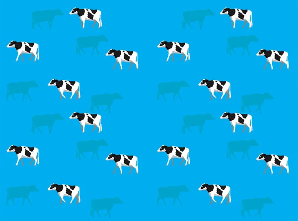 Cow Holstein Friesian Cute Cartoon Poses Seamless Wallpaper Background — Stock Vector