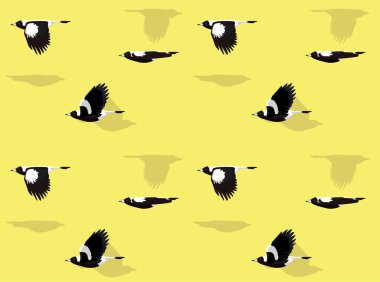 Australian Magpie Cute Cartoon Poses Seamless Wallpaper Background clipart