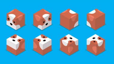 Animal Dice 3D Karakter Hayvan Köpeği Avustralya Çoban Köpeği Vektörü