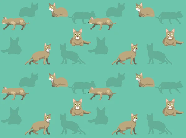 Cat Abyssinian Fawn Coat Cartoon Poses Seamless Wallpaper Background — 스톡 벡터