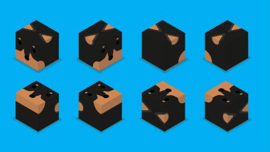 Hayvan Zarı 3D Karakteri Hayvan Köpek Doberman Pinscher Çizgi Film Vektörü