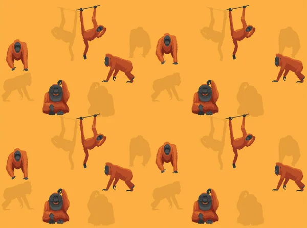 Animal Primado Mono Mono Orangután Dibujos Animados Poses Sin Costuras — Archivo Imágenes Vectoriales