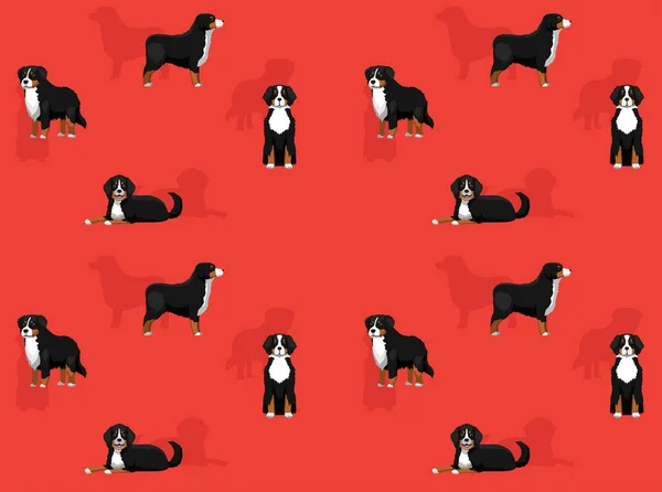 Animal Dog Bernese Mountain Dog Cartoon Poses Seamless Wallpaper Background