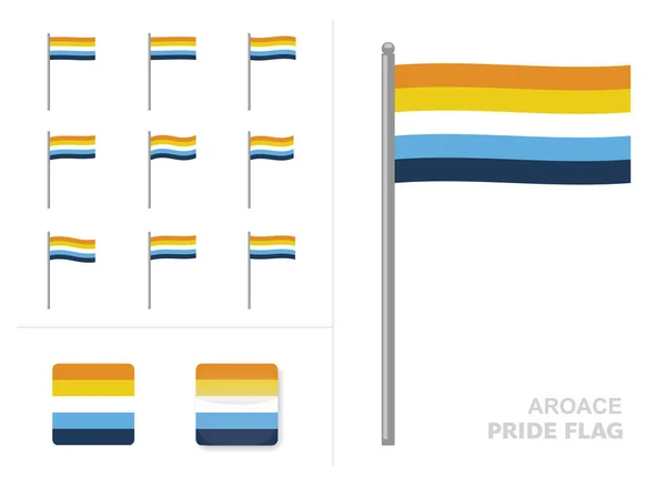 Aroace 2021 Pride Flag Κυματίζοντας Animation App Διάνυσμα Εικονίδιο — Διανυσματικό Αρχείο