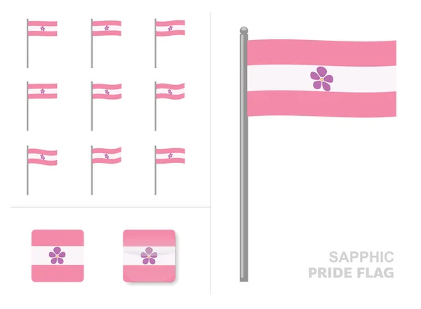 Sapphic Pride Flag Waving Animation App Icon Vector — Stockový vektor