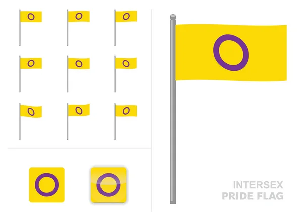 Intersex Pride Flag Waving Animation App Icon Vector — Stockový vektor