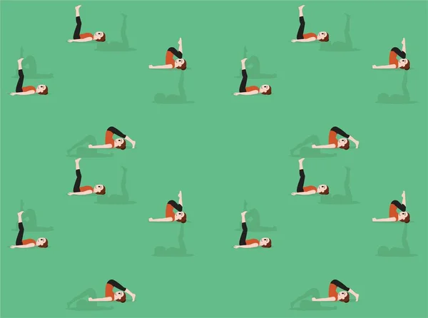 Yoga Pulluk Sevimli Çizgi Filmi Kusursuz Duvar Kağıdı Poz Veriyor — Stok Vektör