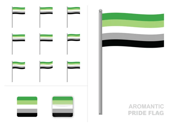 Aromantic Pride Flag Integetés Animáció App Ikon Vektor — Stock Vector