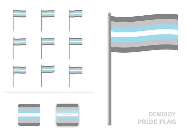Demiboy Pride Flag Κυματίζοντας Animation App Διάνυσμα Εικονίδιο — Διανυσματικό Αρχείο
