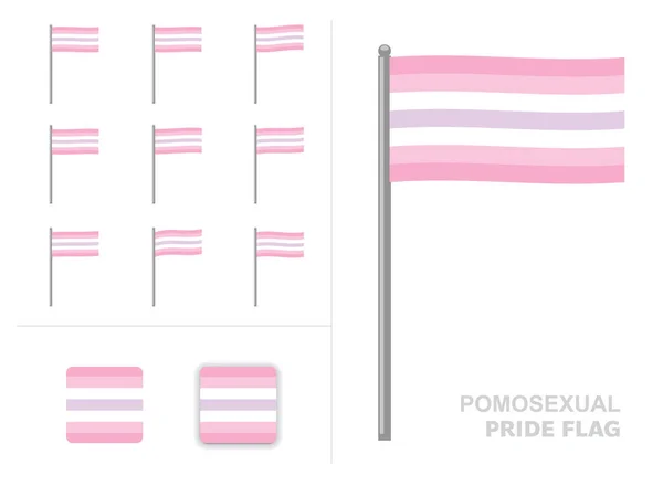 Pomsexual Pride Flag Waving Animation App Icon Vector — Stockový vektor