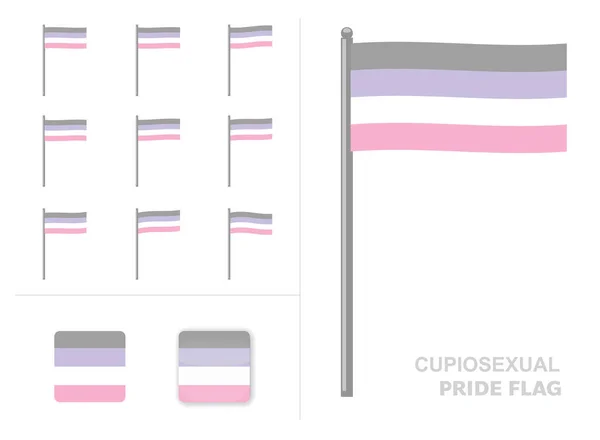 Cupiosexual Pride Flag Waving Animation App Icon Vector — Stockový vektor