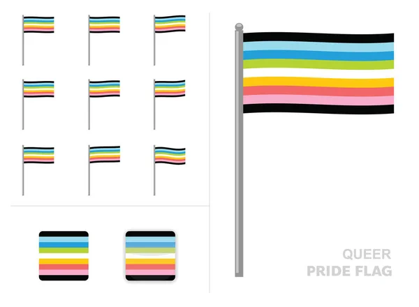 Queer Pride Flag Waving Animation App Icon Vector — Stockový vektor