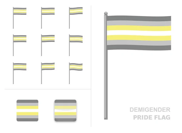 Demigender Pride Flag Waving Animation App Icon Vector — Stockový vektor