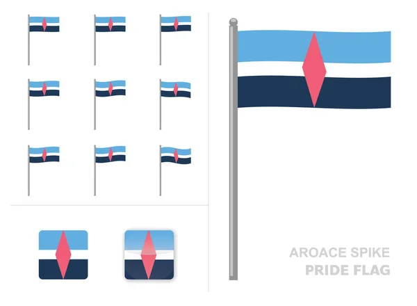Aroace Spike Pride Flag Waving Animációs Alkalmazás Ikon Vektor — Stock Vector