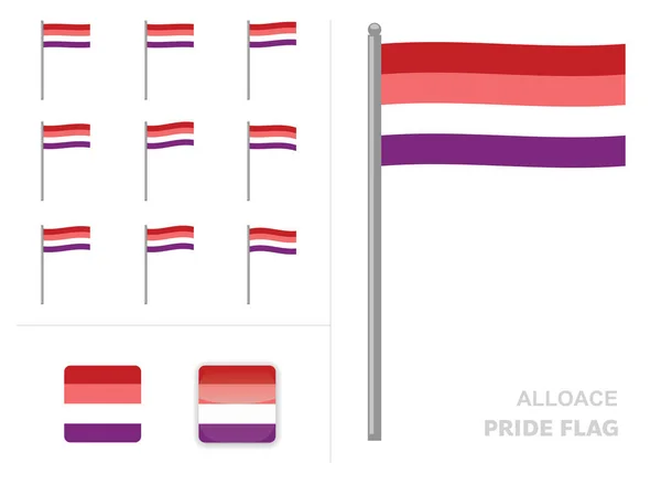 Alloace Pride Flag Integetés Animáció App Ikon Vektor — Stock Vector