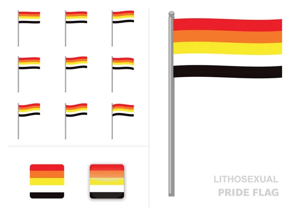 Lithosexual Pride Flag Κυματίζοντας Animation App Διάνυσμα Εικονίδιο — Διανυσματικό Αρχείο