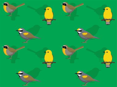 Kuş Yellowthroat Prothonotary Warbler Şirin Çizgi Filmi Kusursuz Duvar Kağıdı Arkaplanı Pozisyonu