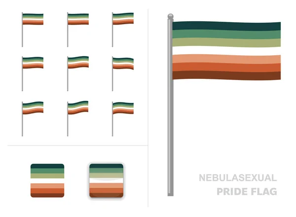 Νεφελώδης Pride Flag Κυματίζοντας Animation App Διάνυσμα Εικονίδιο — Διανυσματικό Αρχείο