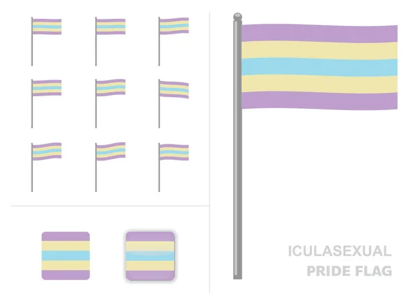 Iculasexual Pride Flag Waving Animation App Icon Vector — Stockový vektor