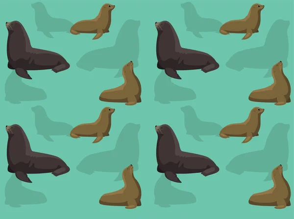 Galapagos Sea Lion Cute Cartoon Seamless Wallpaper Фон — стоковый вектор