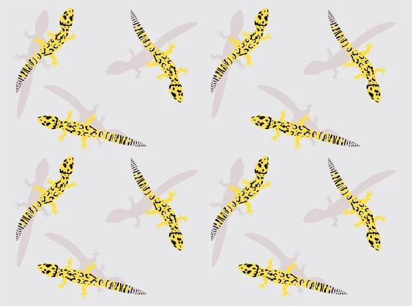 Léopard Léopard Gecko Mignon Bande Dessinée Pose Sans Couture Fond — Image vectorielle