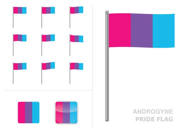 Androgyne Pride Flag Waving Animation App Icon Vector — Stock Vector