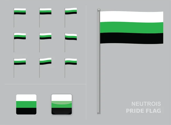 Neutrois Pride Flag Waving Animation App Ikon Vektor — Stock Vector