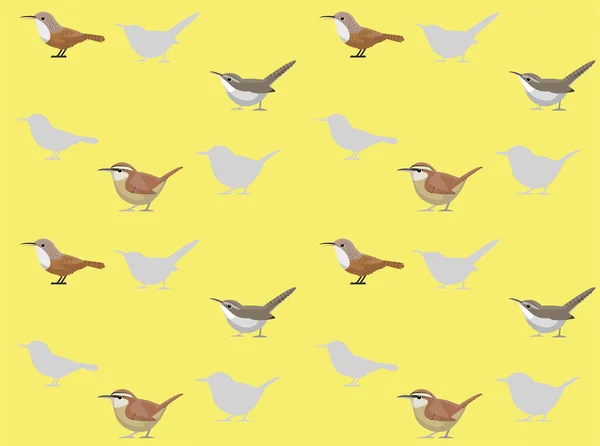Bird Carolina Wren Bonito Desenhos Animados Sem Costura Papel Parede — Vetor de Stock