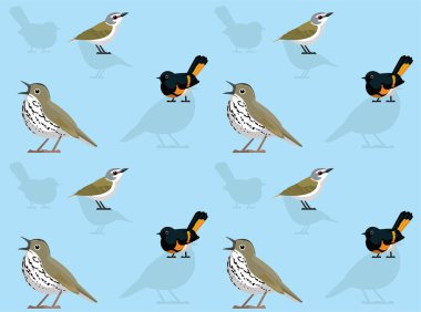 Kuş Ovenbird Kırmızı Başlama Sevimli Çizgi Film Kusursuz Duvar Kağıdı Arkaplanı