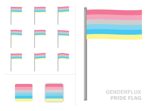 Genderflux Pride Flag Waving Animation App Icon Vector — Stockový vektor