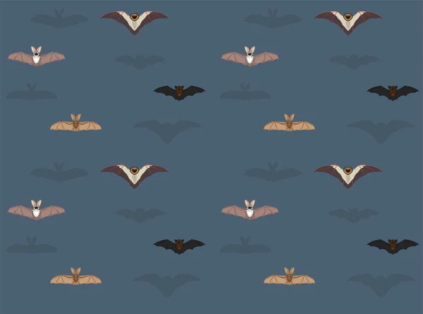 Varias Especies Murciélagos Frente Volando Dibujos Animados Sin Costuras Fondo — Vector de stock