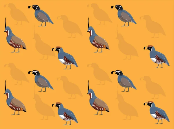 Codorniz Pájaro Lindo Dibujo Animado Sin Costuras Fondo Pantalla — Archivo Imágenes Vectoriales