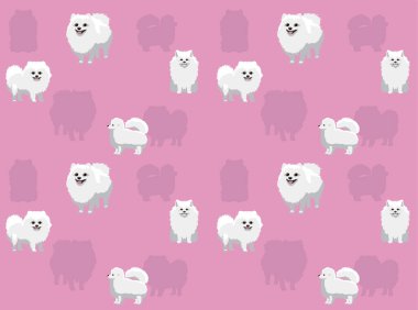 Köpek Pomeranya Beyaz Ceketi Sevimli Çizgifilm Kusursuz Duvar Kağıdı