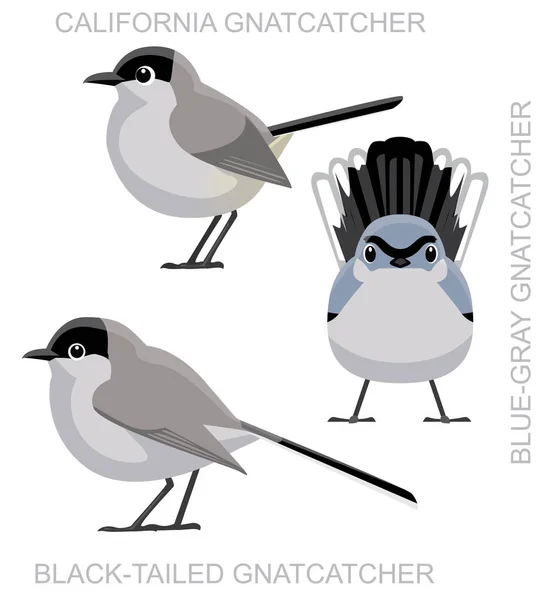 かわいい鳥のガントキャッチャーセット漫画ベクトル — ストックベクタ