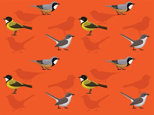 Whistler Bird Cute Cartoon Nahtlose Hintergrundbilder — Stockvektor
