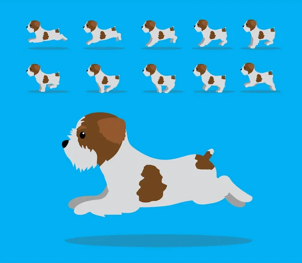 Animace Zvířat Sekvence Pes Drátěné Ukazující Griffon Karikatura Vektor — Stockový vektor