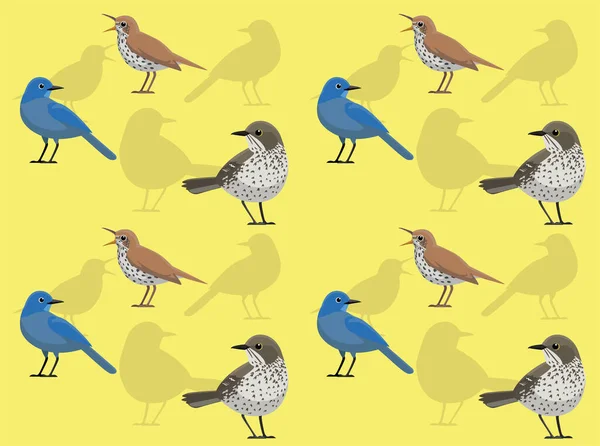 Bird Jay Thrasher Wood Thrush Lindo Dibujo Animado Sin Costuras — Archivo Imágenes Vectoriales