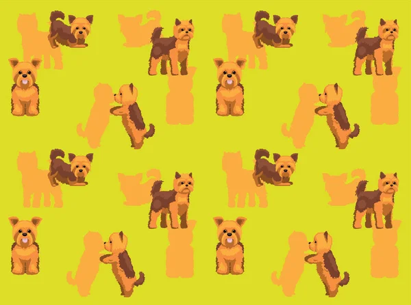 Animal Yorkshire Terrier Brown Coat Dog Cute Cartoon Seamless Wallpaper — Stock Vector