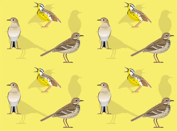 Ptak Amerykański Pipit Cute Cartoon Bezszwowy Tapety Tle — Wektor stockowy