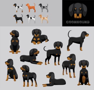 Köpek Çoban Köpeği Çizgi Film Vektör Çizim Rengi Çeşitlendirme Kümesi