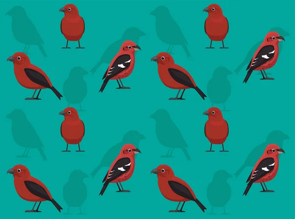 Bird Crossbill Χαριτωμένο Κινούμενο Σχέδιο Χωρίς Ραφή Φόντο Ταπετσαρία — Διανυσματικό Αρχείο
