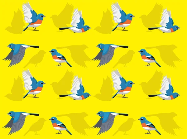 Oiseau Lazuli Bunting Mignon Dessin Animé Fond Sans Couture — Image vectorielle