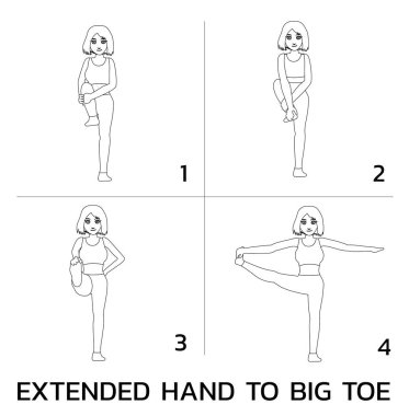 Genişletilmiş El 'den Büyük Parmaklı Yoga' ya Manga Özel Dersi Çizgi Film Gösterimi Siyah ve Beyaz