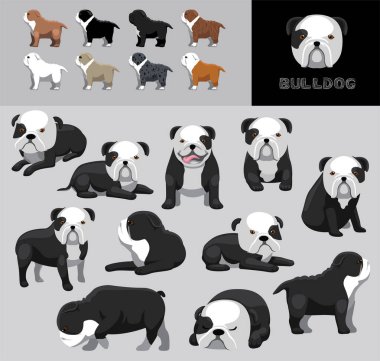 Köpek Bulldog Siyah ve Beyaz Ceket Çizgi Filmi Vektör Görüntü Renk Değişikliği Ayarları