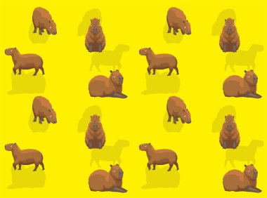 Capybara Oturan Karikatür Kusursuz Duvar Kağıdı Arkaplanı