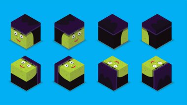 Cadılar Bayramı Karakteri Üç Boyutlu Cadı Çizgi Filmi Vektörü