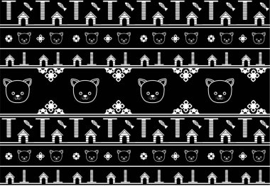 Siyah Kedi Yüzlü Tekstil Vektörü